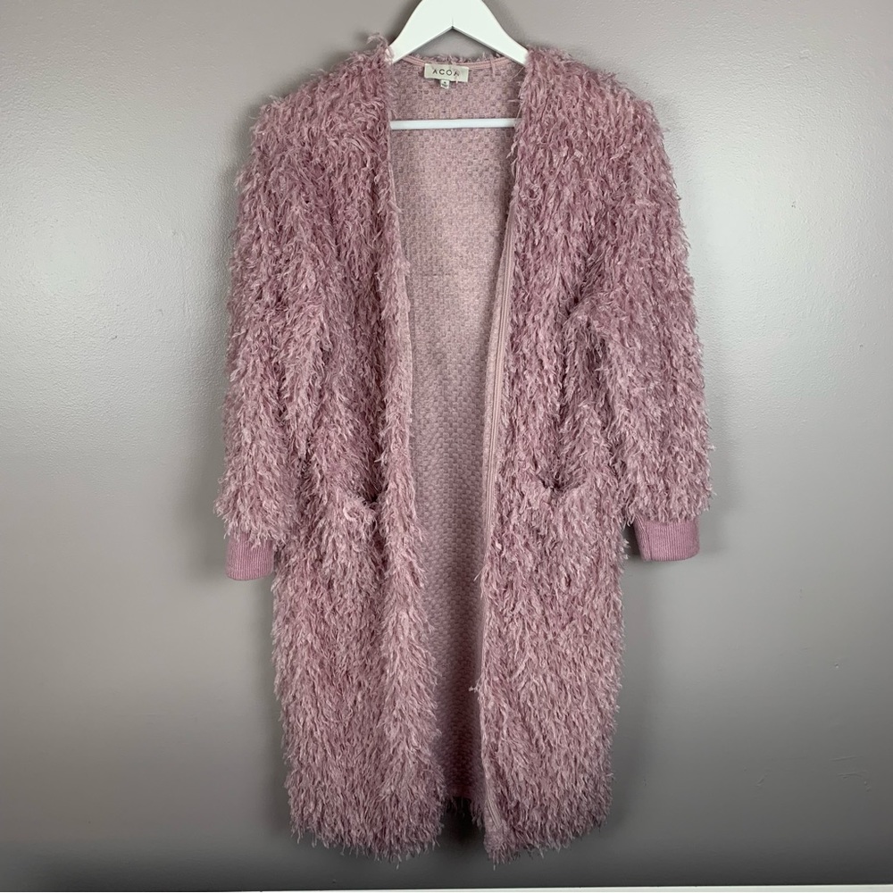ACOA Feather Long Cardigan Sweater Small